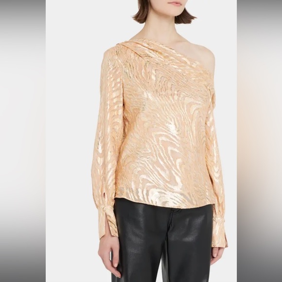 アリス NWOT Jonathan Simkhai 2022 Alice Metallic Fil Coupe Top Size 4